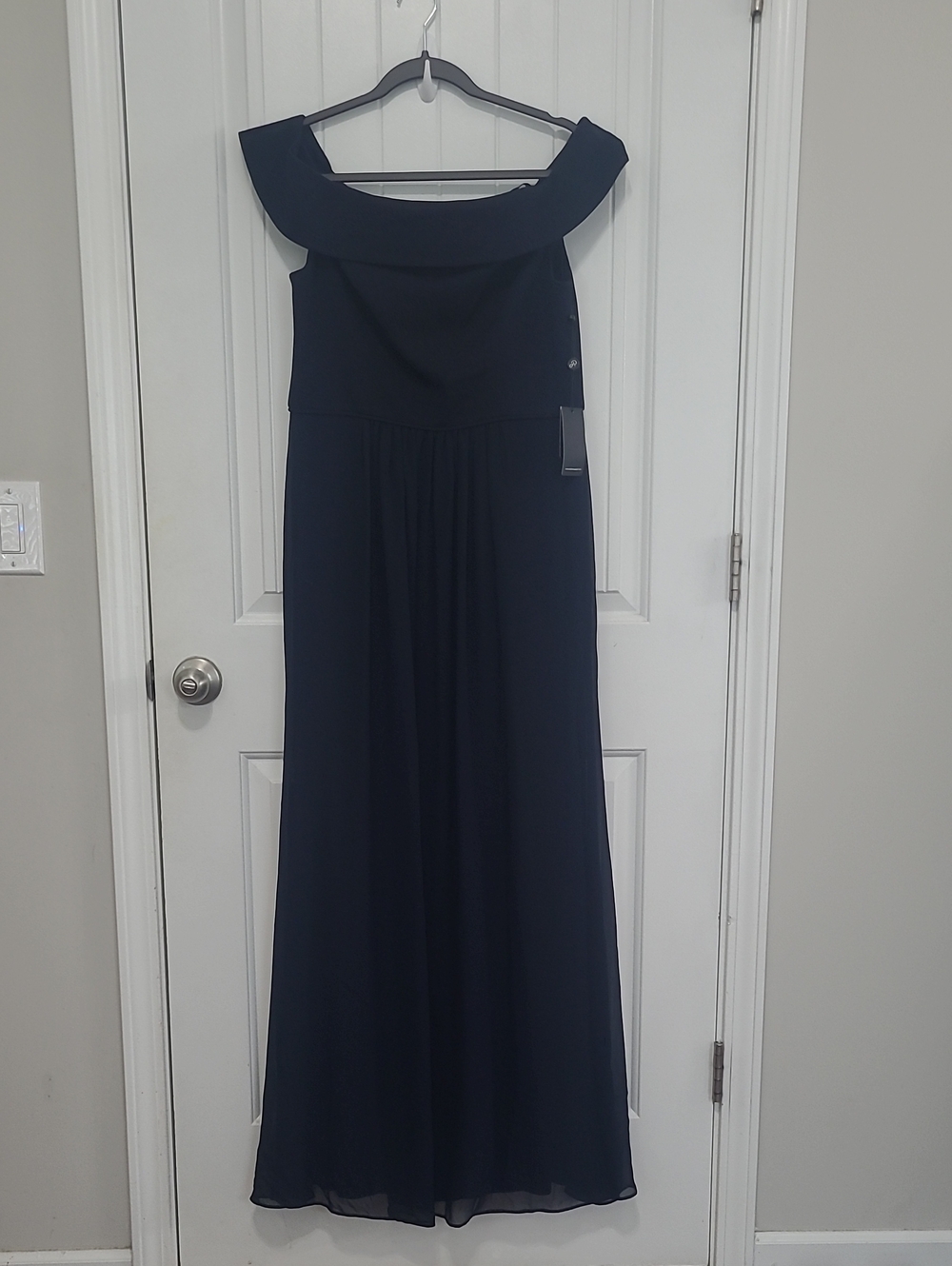 Adrianna Papell Strapless Navy Blue Maxi Dress